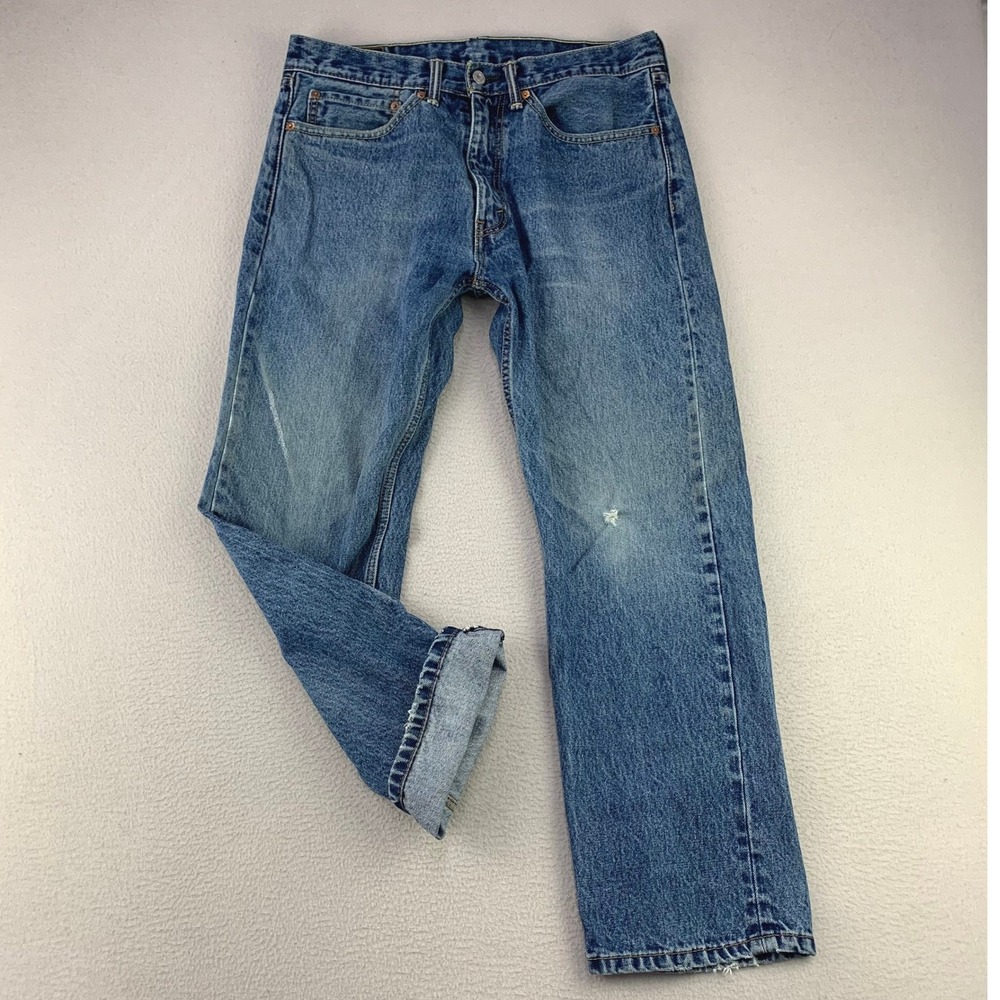 Levi's 505 Regular Fit Jeans Mens 34x29 Blue Straight Leg Denim Classic